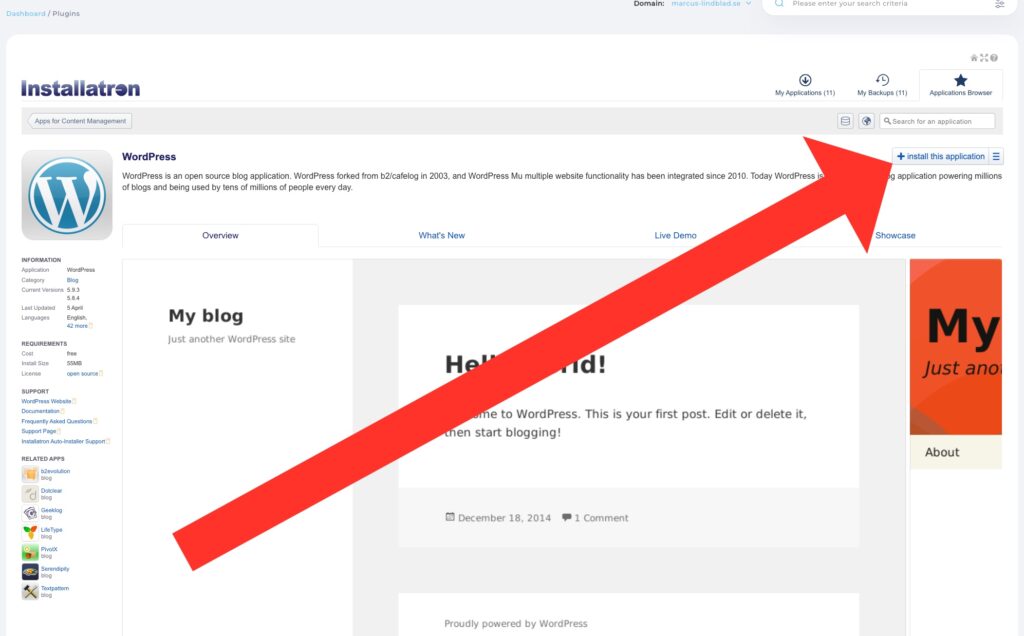 Installera Wordpress
